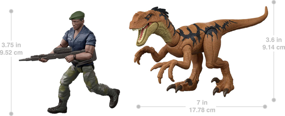 Mattel Jurassic World Rebirth Velociraptor figure, ready for action and imaginative adventures.