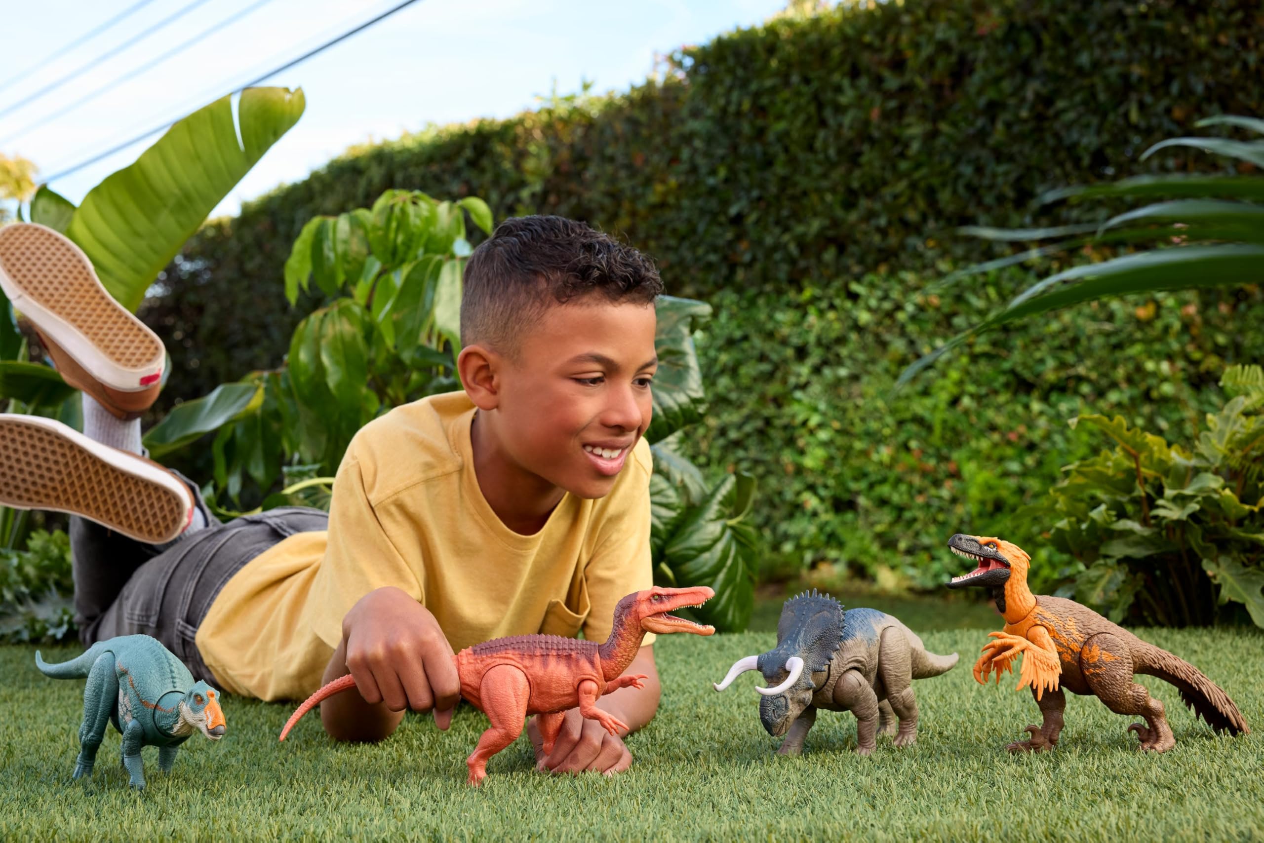 Mattel Jurassic World Wild Roar Ankylosaurus tail-action demonstrates interactive motion for dynamic play.