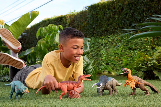 Mattel Jurassic World Wild Roar Ankylosaurus tail-action demonstrates interactive motion for dynamic play.