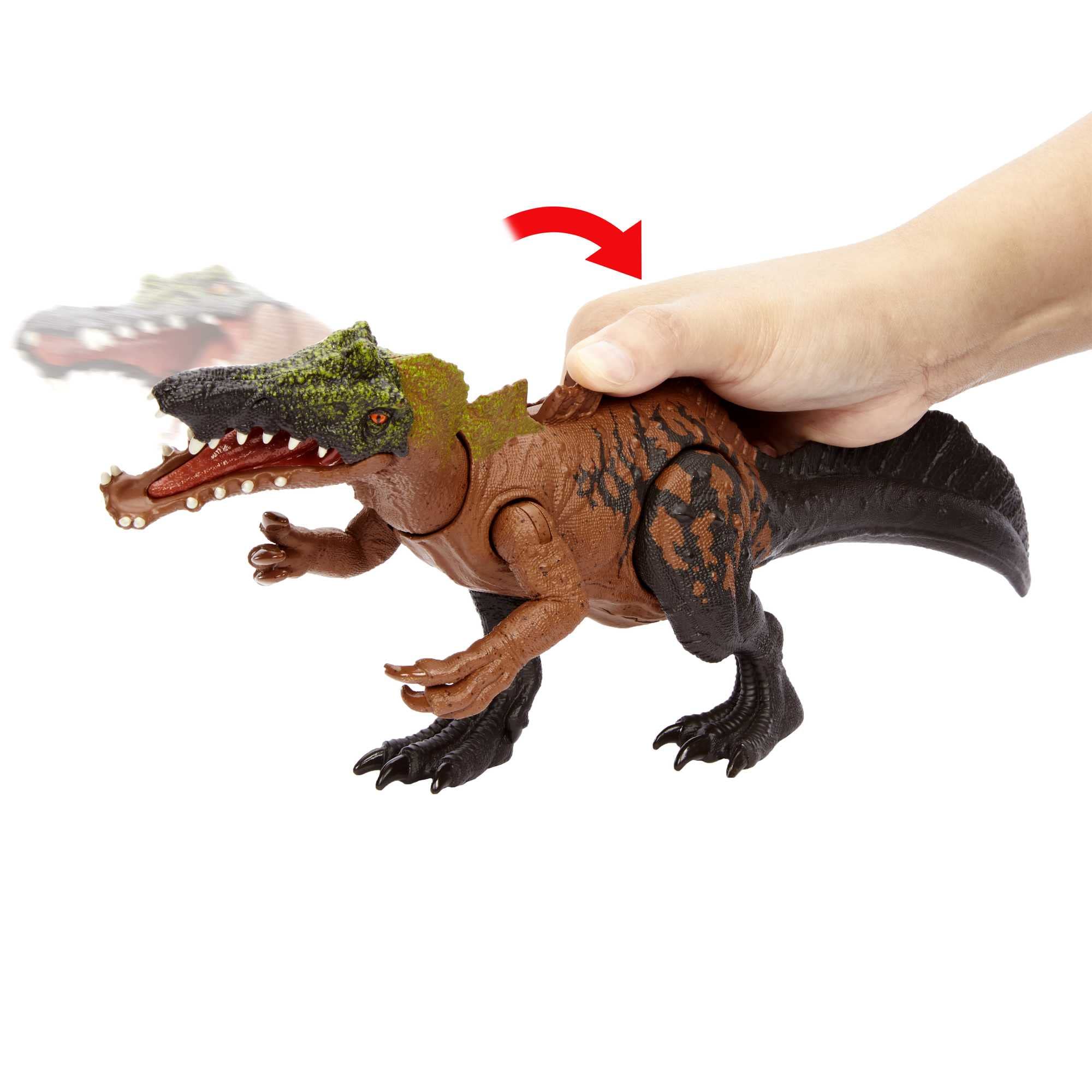 Mattel Jurassic World Wild Roar Irritator supports racing and action play