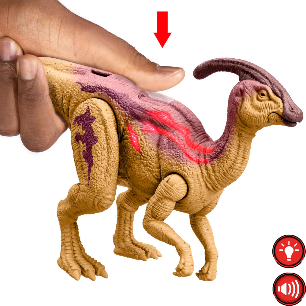 Mattel Jurassic World Wild Roar Parasaurolophus digital play via app unlocks games