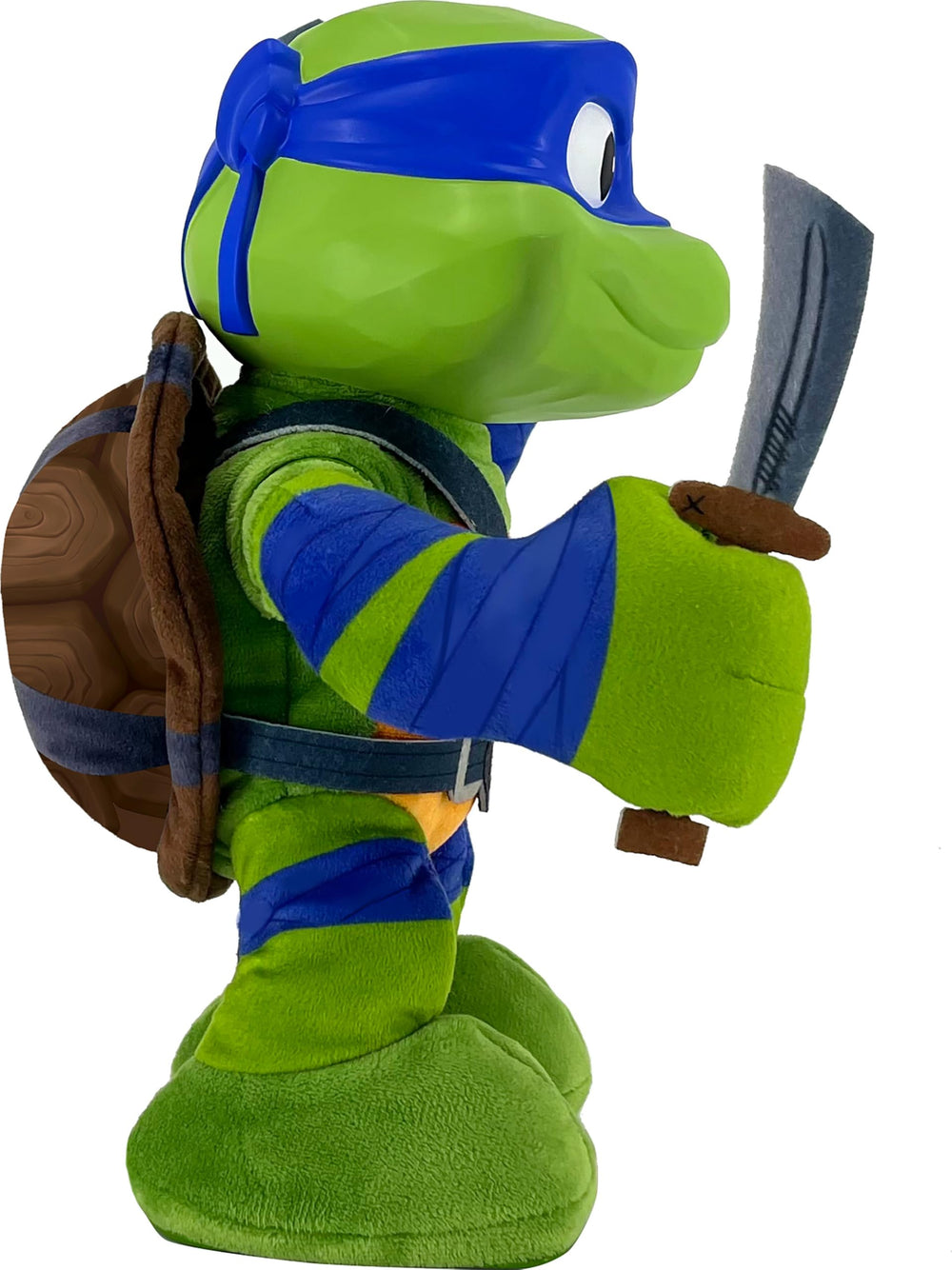 Mattel Leonardo TMNT plush 11-inch size ideal for on-the-go play.