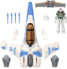 Mattel Lightyear projectile shooters on both wings for action play.