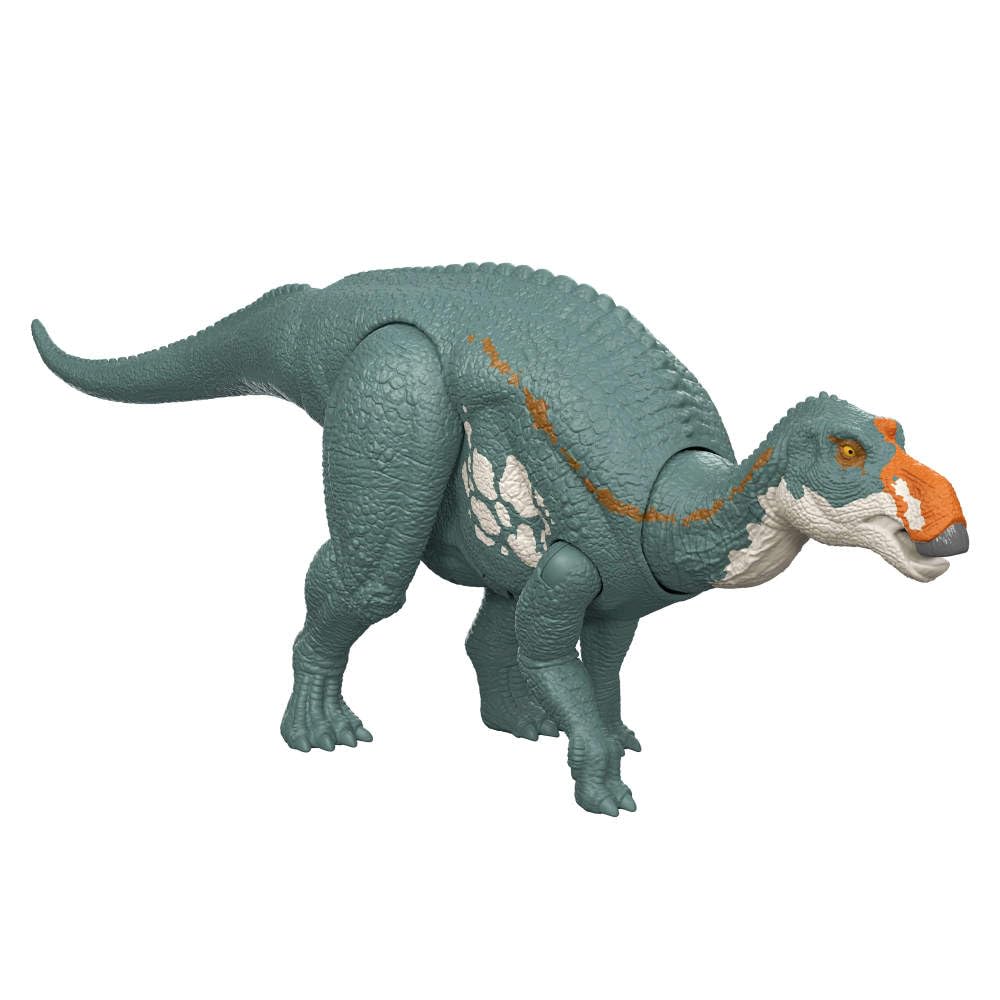 Mattel Maiasaura tail twist enables directional attack for play scenarios