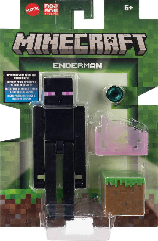 Mattel Minecraft action figure with pixelated design in 3-25 inch scale for authentic play