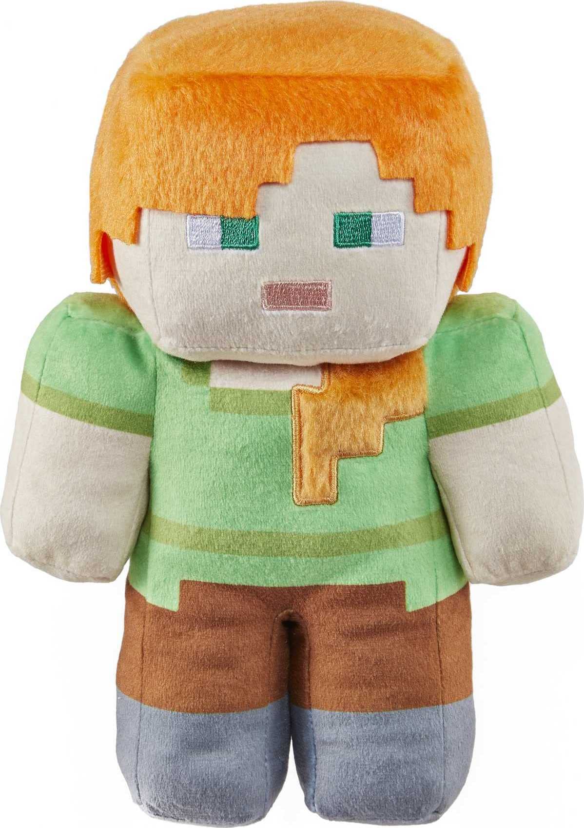 Mattel Minecraft Alex plush front view in soft fabric for cuddles.