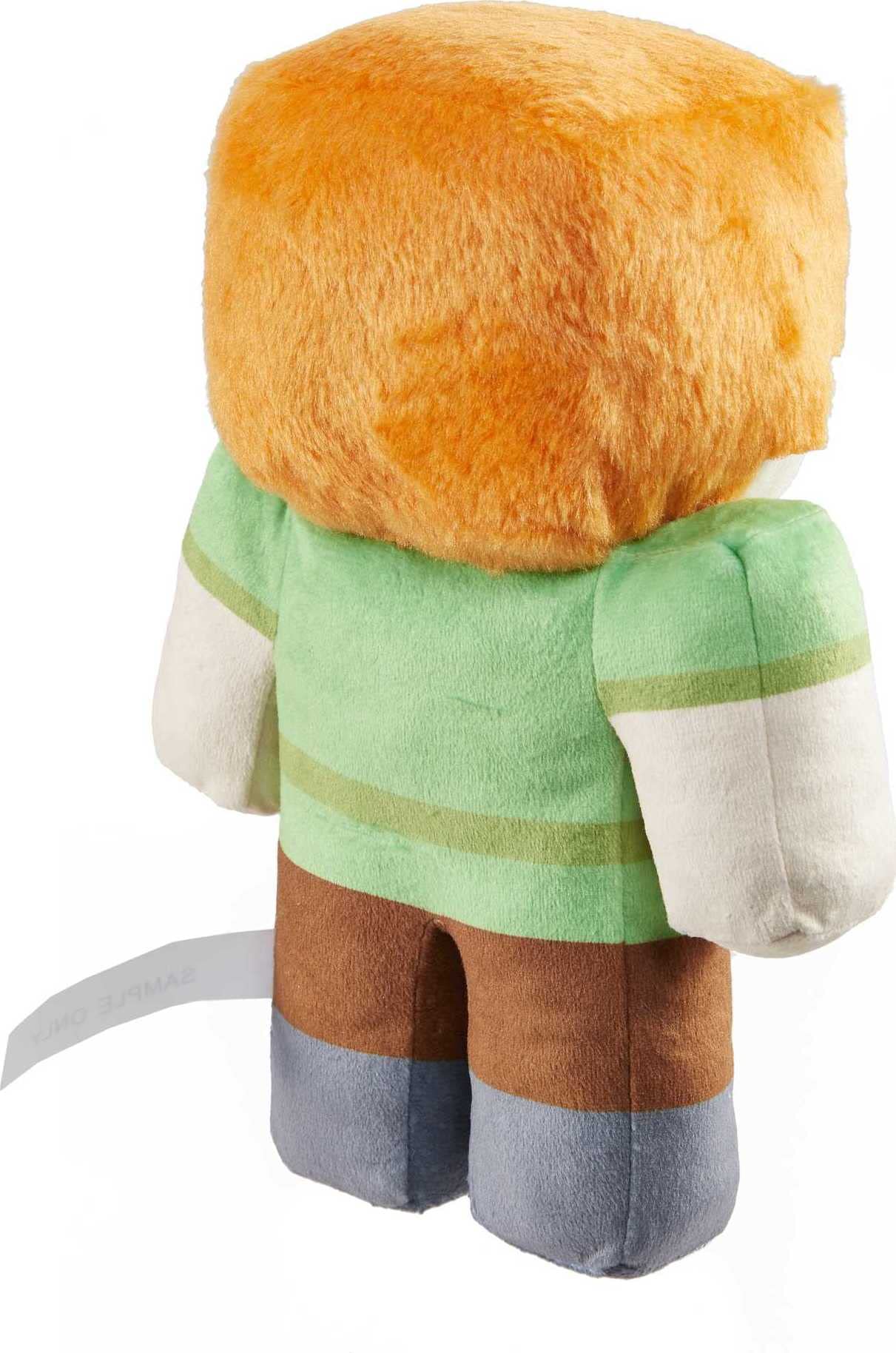 Mattel Minecraft Alex plush face detail with pixelated charm.