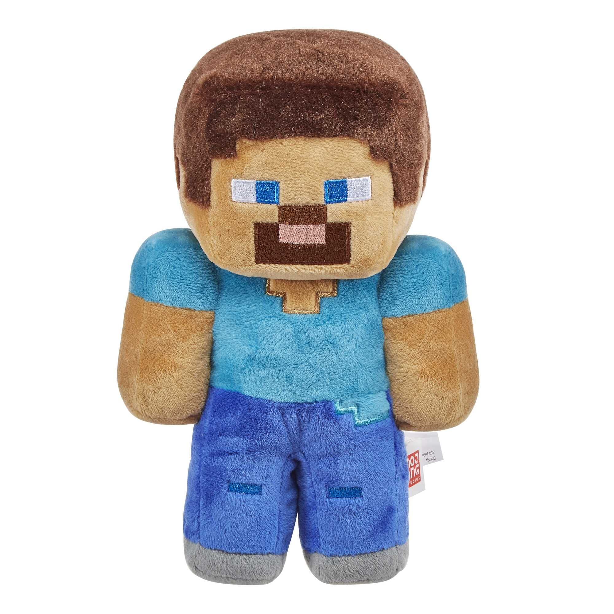Mattel Minecraft basic plush character front view with soft, huggable texture