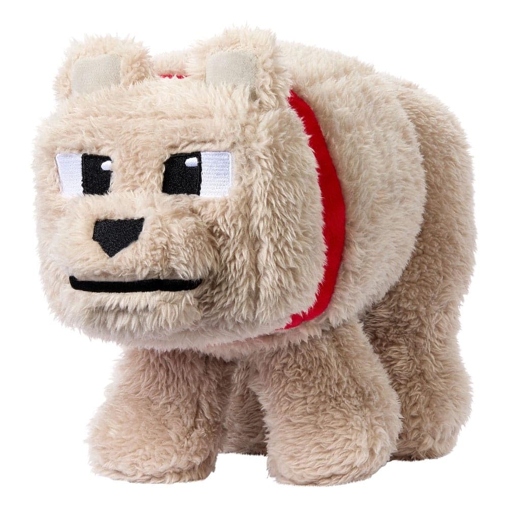 Mattel Minecraft Dennis Wolf plush stands upright for playtime and display.