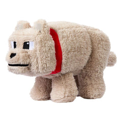 Close-up of Mattel's Dennis Wolf plush shows soft fabric and cuddly texture.