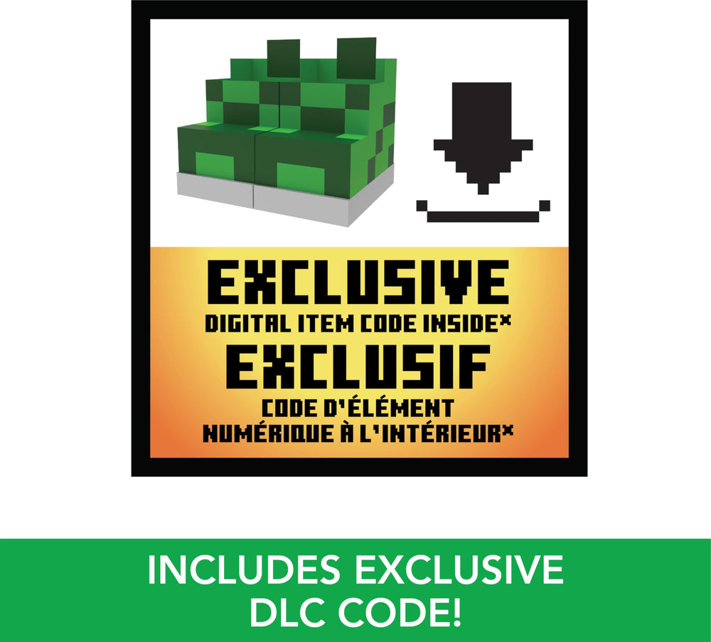 Packaging and age recommendation for ages 6+, toy fits Minecraft fans