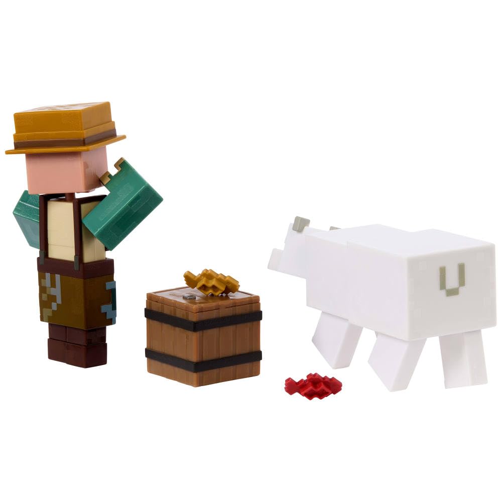 Mattel Minecraft 2-pack detailed pixel-art design preserves game charm.