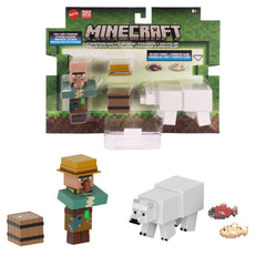 Mattel Minecraft 2-pack front view pixelated figures for imaginative play and display.