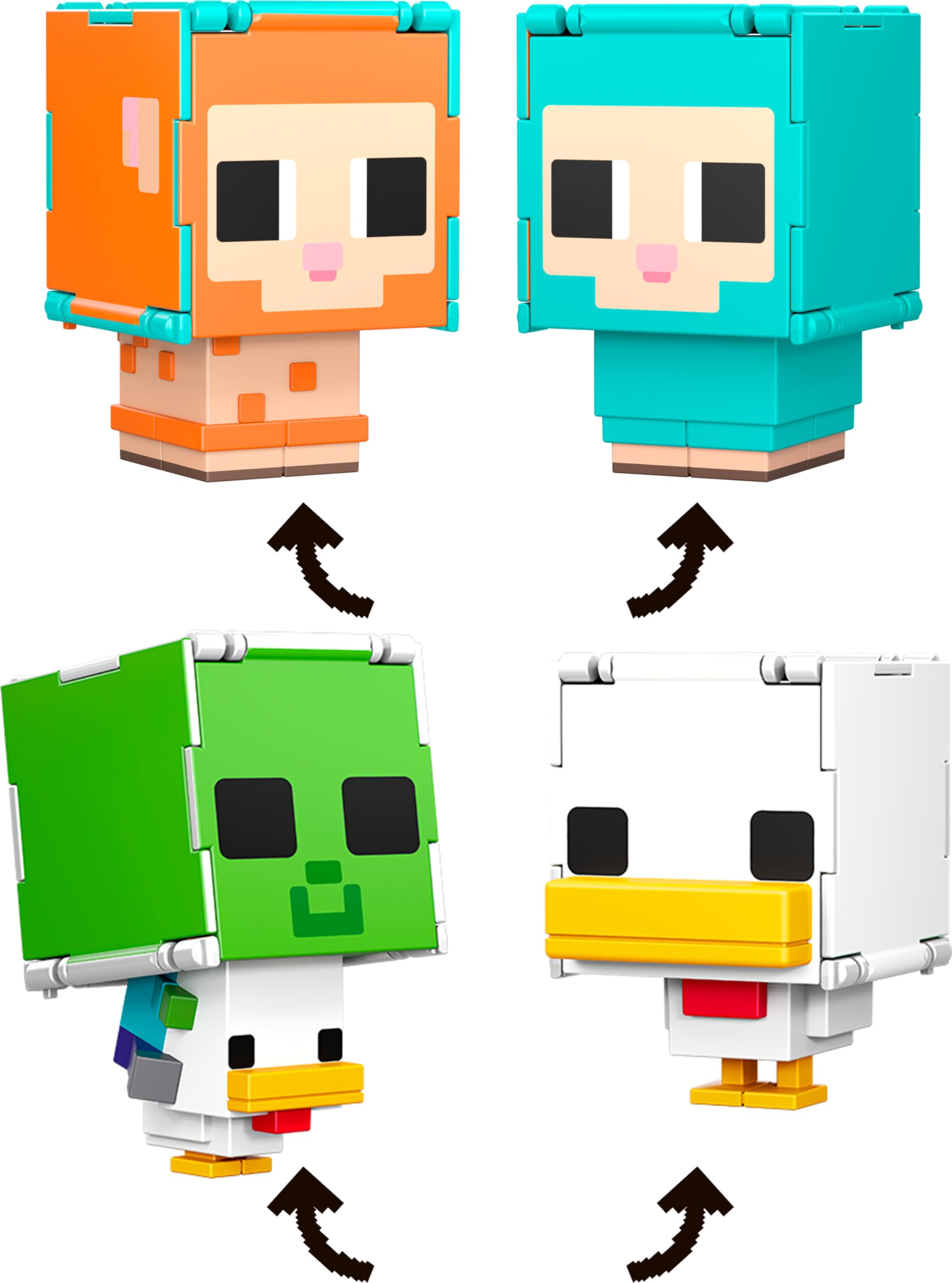 Mattel Minecraft Flippin’ Figs pixelated design — faithful Minecraft aesthetics for display and play