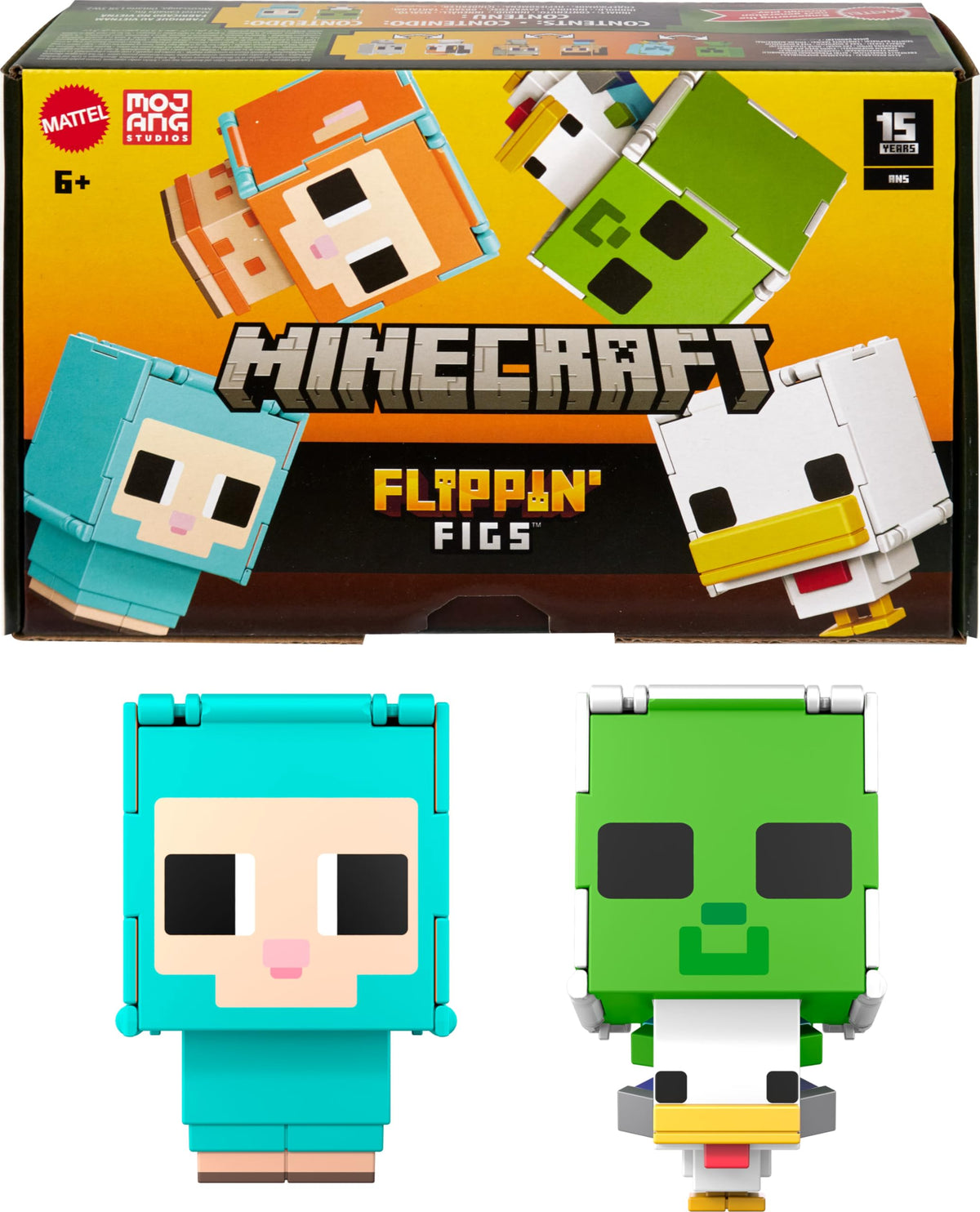 Mattel Minecraft Flippin’ Figs Sheep figure — flip to reveal a new character for instant play