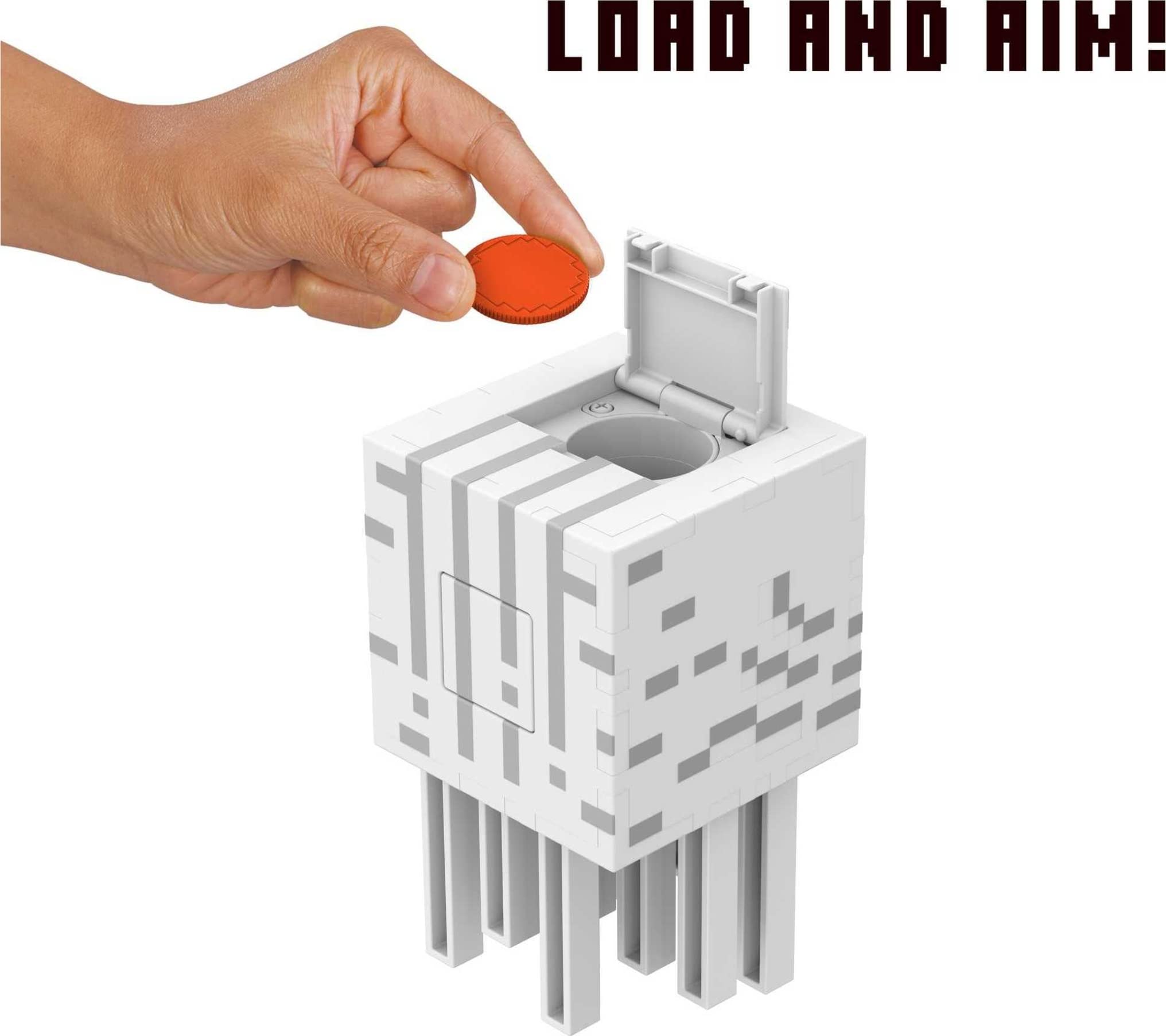 Mattel Minecraft Ghast mouth launches discs for exciting in-game-inspired action.