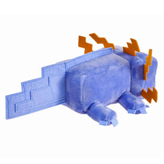 Mattel Minecraft blue axolotl plush showing 8-inch height, ready for hugs.