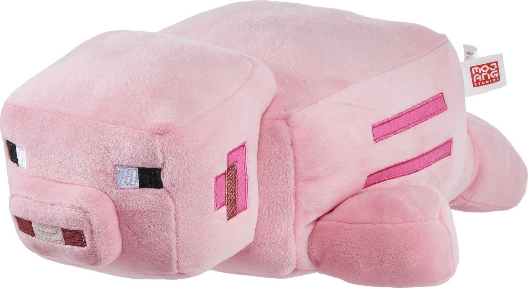 Mattel Minecraft Plush Pig back view reveals vibrant colors and design details