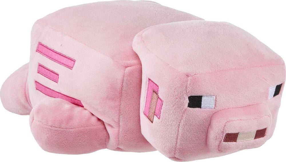 Mattel Minecraft Plush Pig front view shows soft, 12-inch collectible for play and display