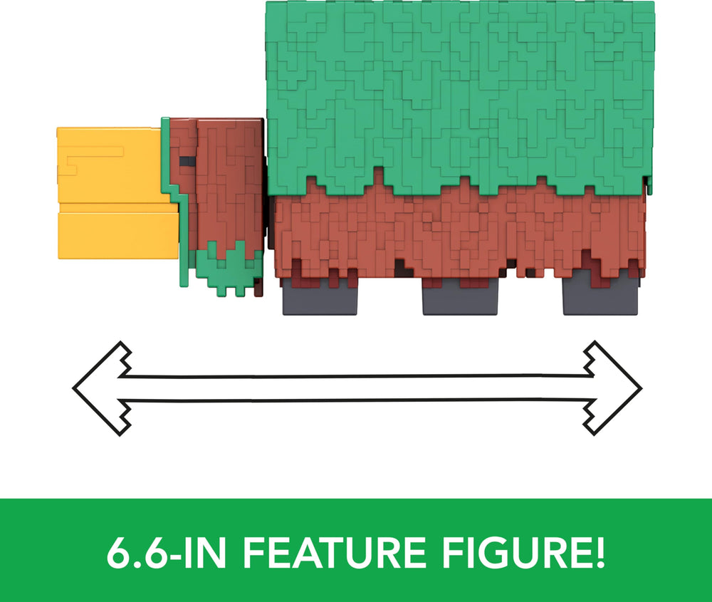 Mattel Minecraft Sniffer back view highlighting collectible scale and texture.