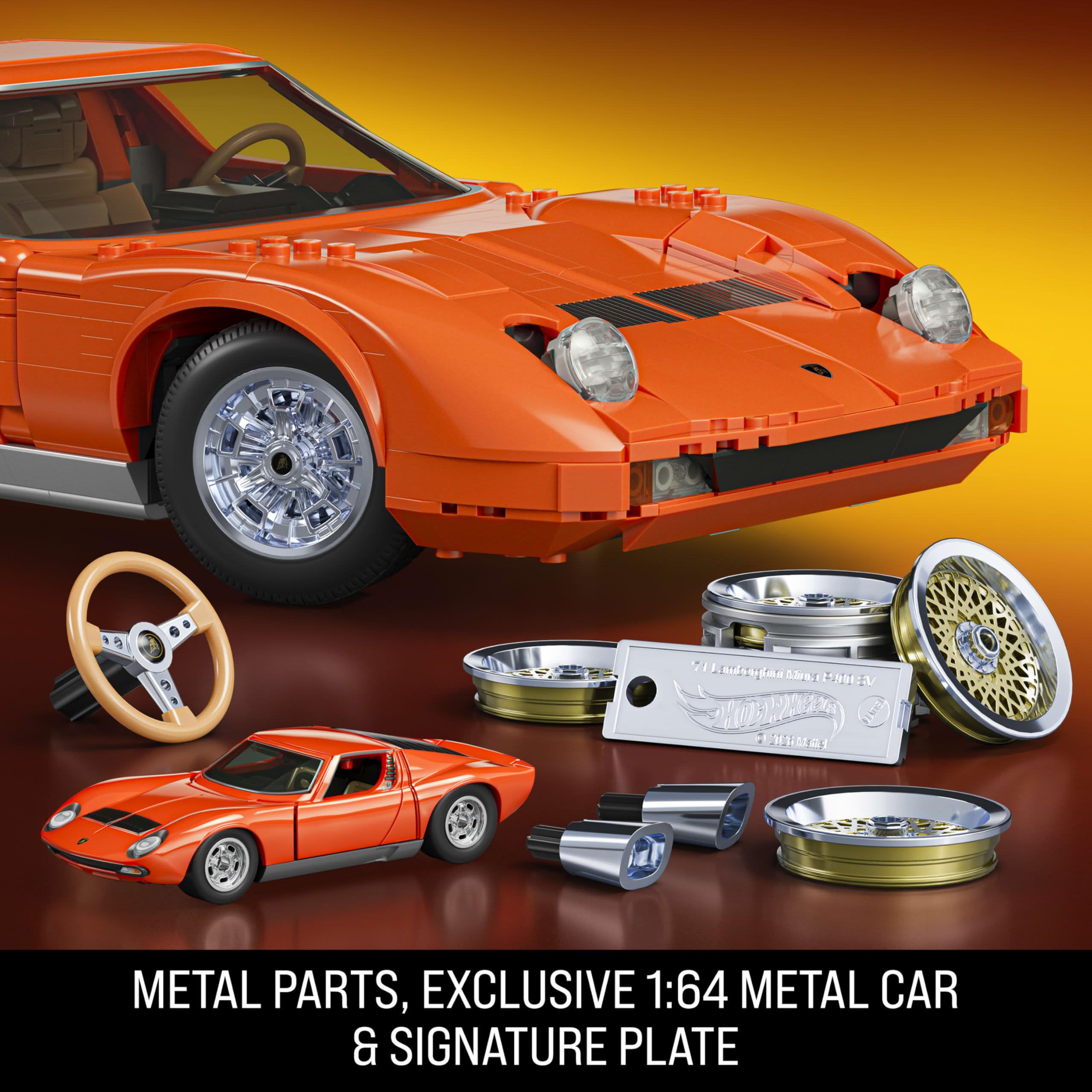 Mattel Miura decal sheet and wheel covers displayed for customization options