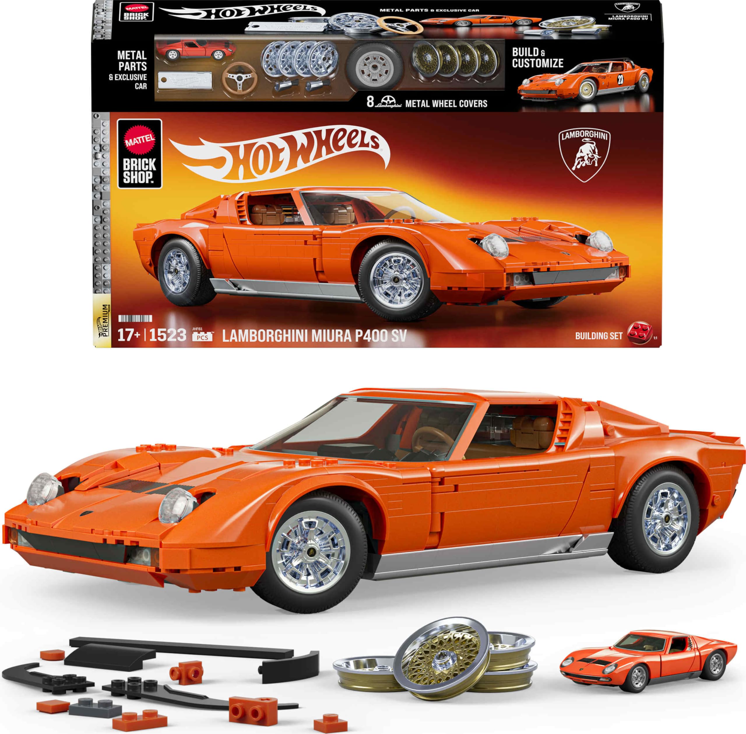 Mattel Lamborghini Miura front view showing authentic styling and display appeal