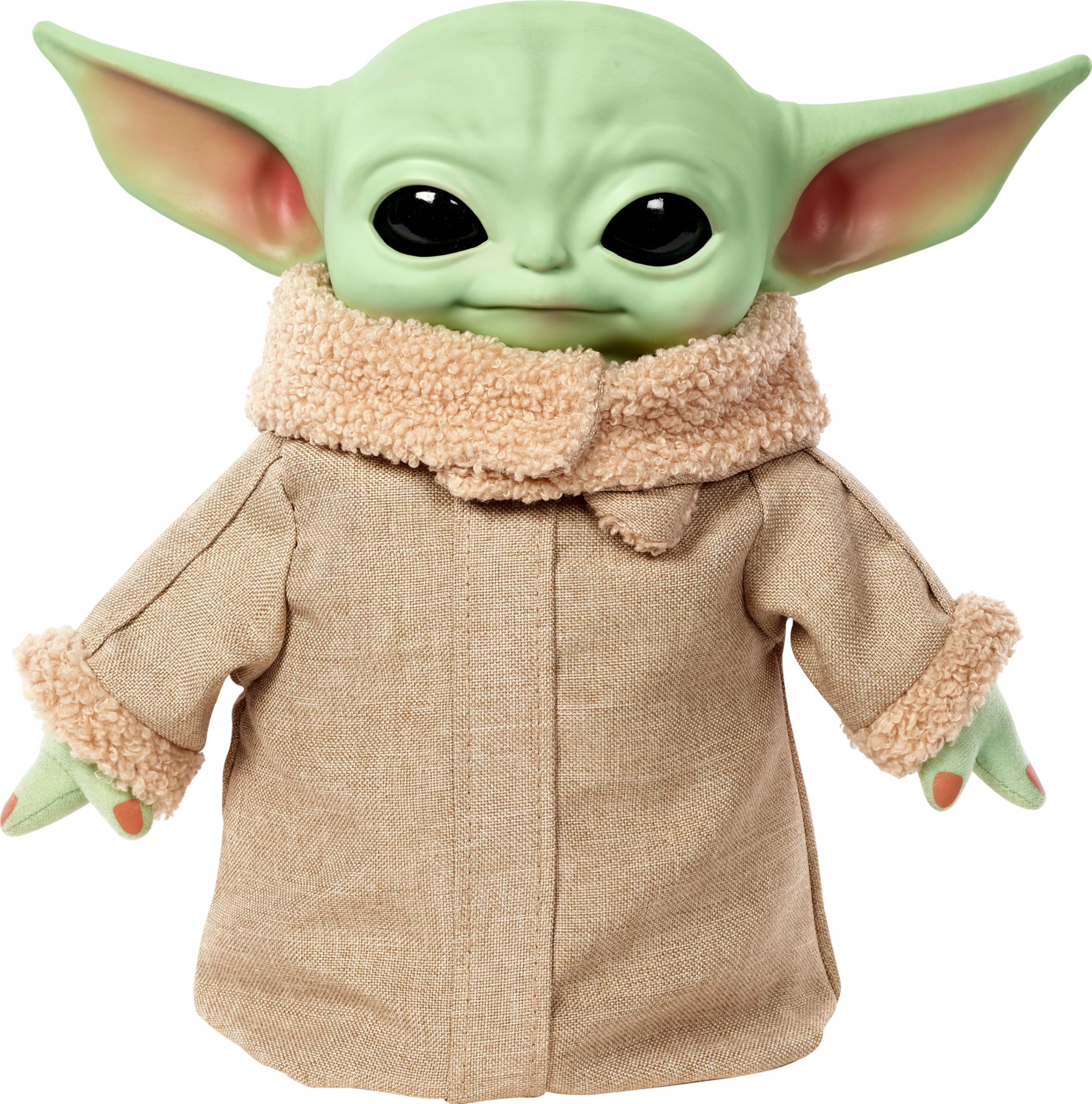 Mattel Grogu plush 11-inch figure shown for display and cuddling.