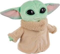 Mattel Grogu plush figure close-up eyes and robe details premium fabrics