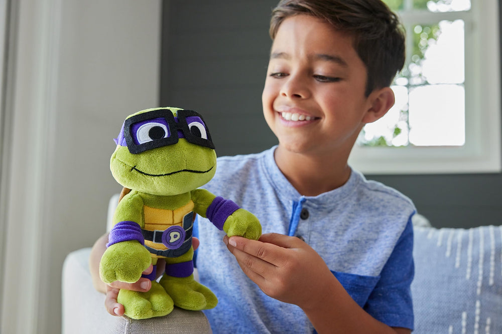 Mattel TMNT Donatello plush 8-inch face detail with movie-inspired styling.