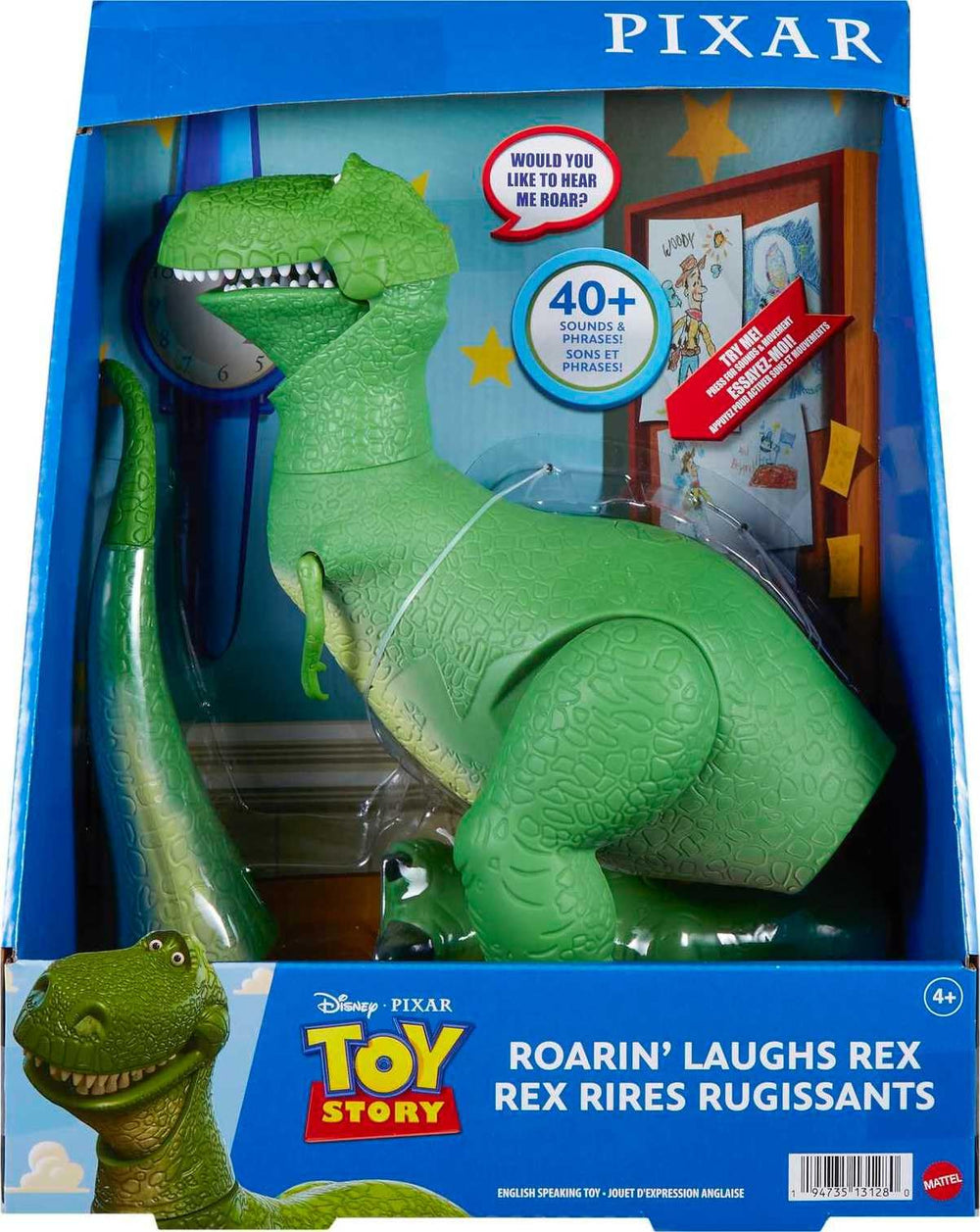 Mattel Toy Story Rex provides familiar dialogue for imaginative play sessions with kids.