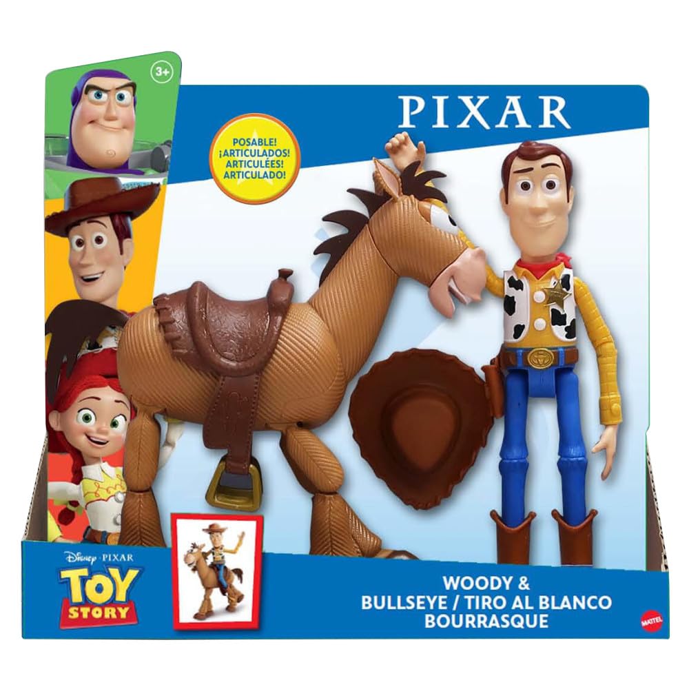 Packaged Toy Story 4 Woody and Bullseye artwork on the box.