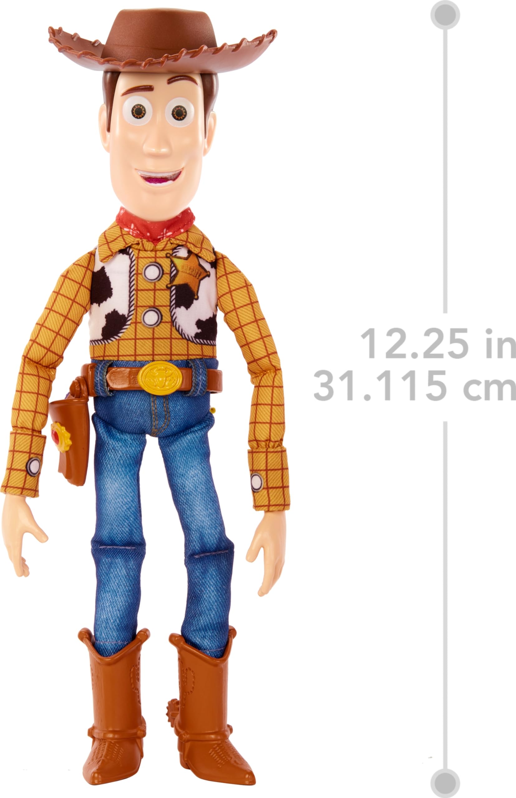 Mattel Toy Story Woody fabric western shirt and jeans reflect movie-inspired styling