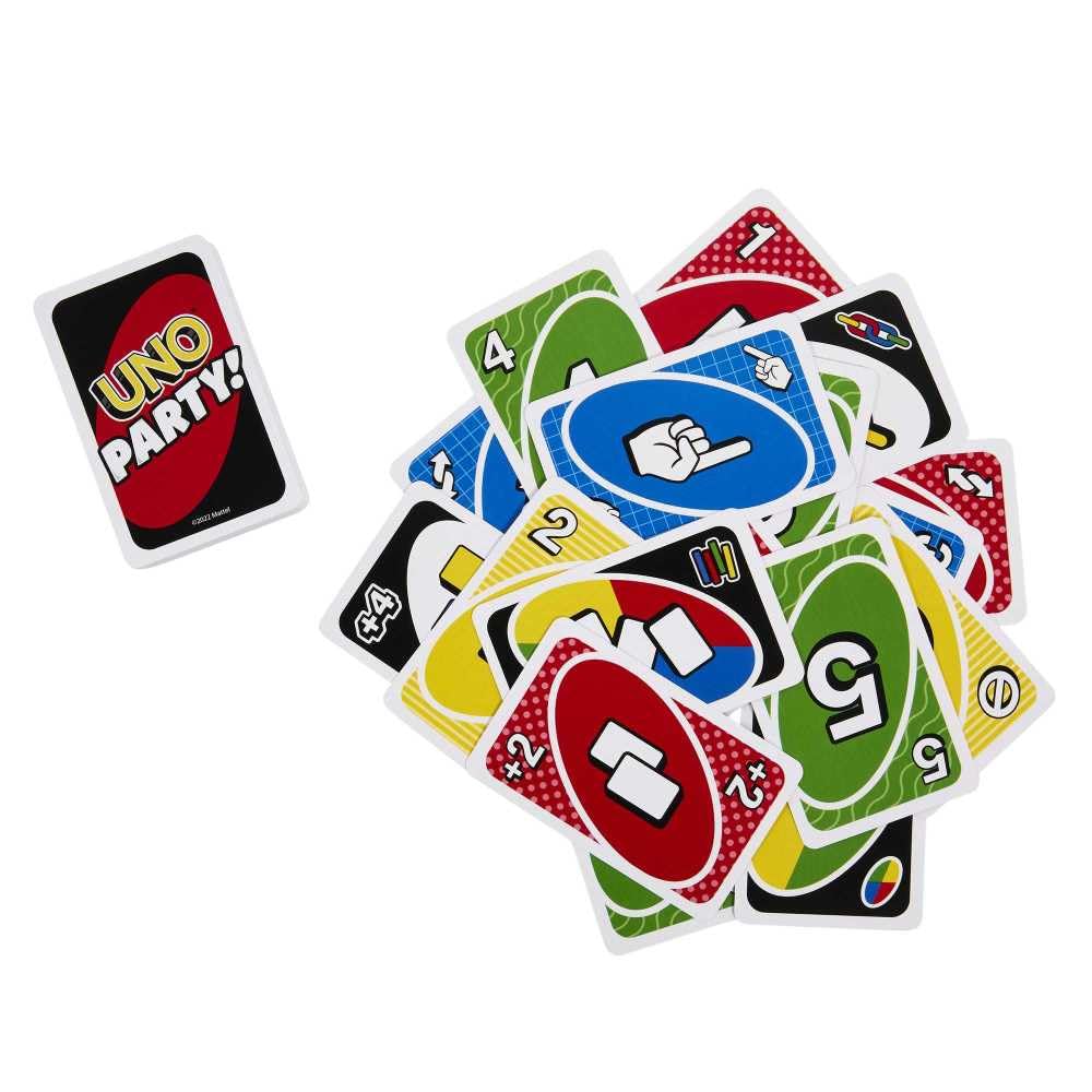 Mattel UNO Party Game card deck features bright colors and easy handling.