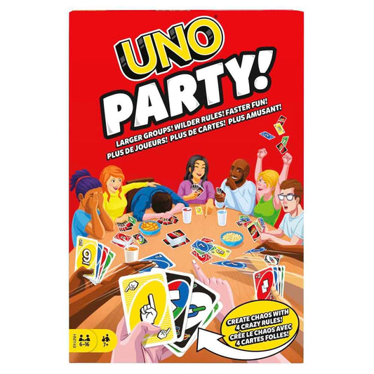 Mattel UNO Party Game large groups enables quick setup and fast rounds for gatherings.