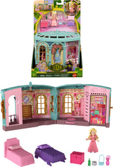 Mattel Wicked dorm playset: Glinda doll swinging from chandelier for imaginative play.