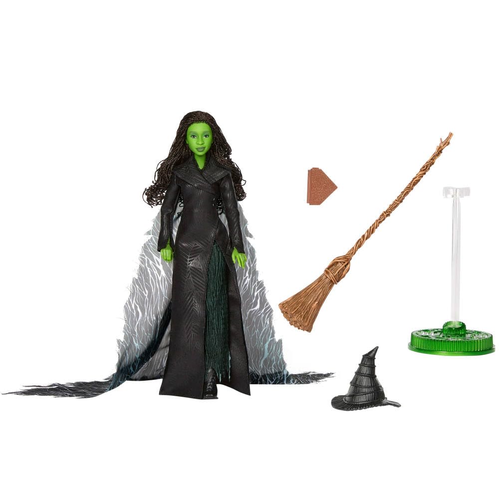 Mattel Wicked Elphaba Grimmerie opens and closes for interactive pretend magic.