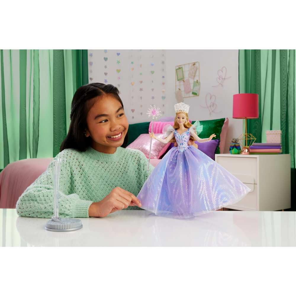 Mattel Wicked Glinda doll flutter shoulders enable dynamic posing.