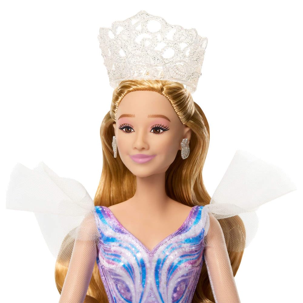 Mattel Wicked Glinda doll wand, tiara, and heels for complete styling.