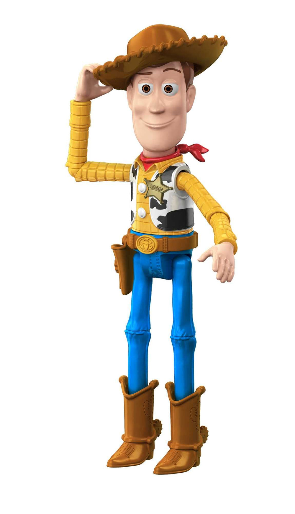 Mattel Woody Sheriff detail captures movie-authentic costume and badge.