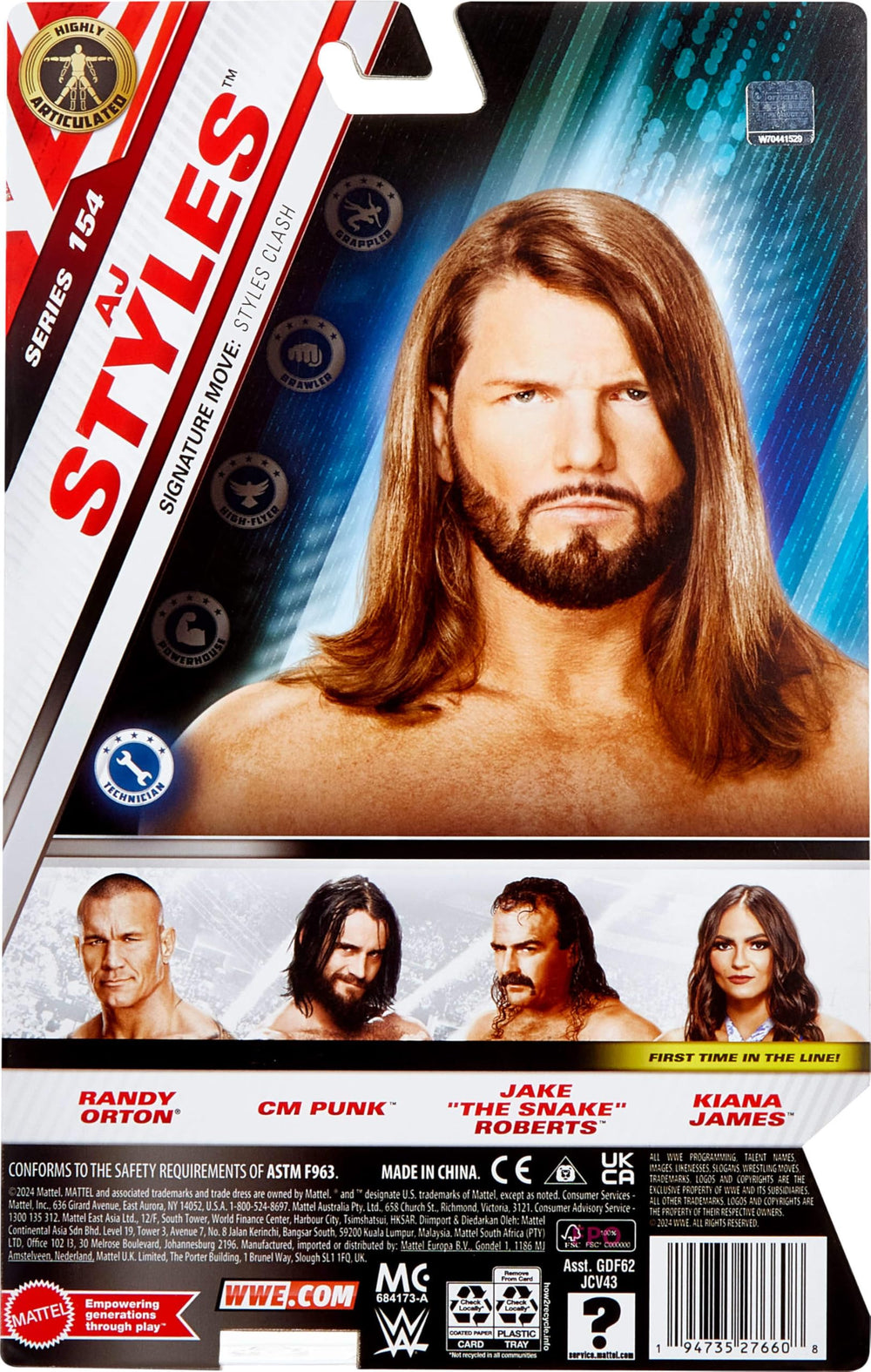 Mattel WWE AJ Styles action figure display-ready poseability for arena setups