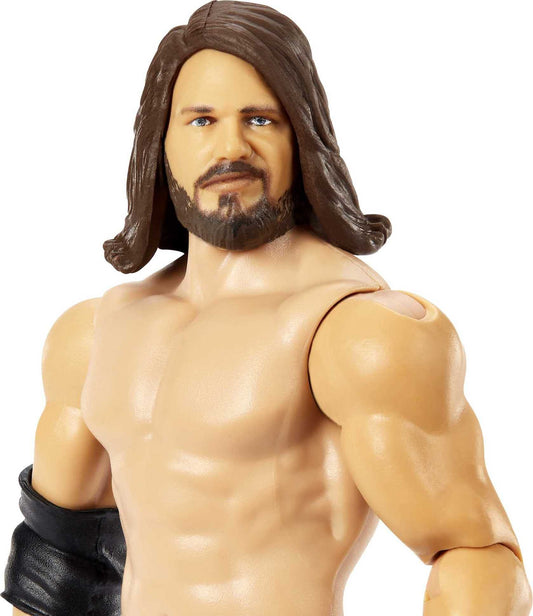 Mattel WWE AJ Styles figure highlighting articulation for dynamic poses and signature moves.