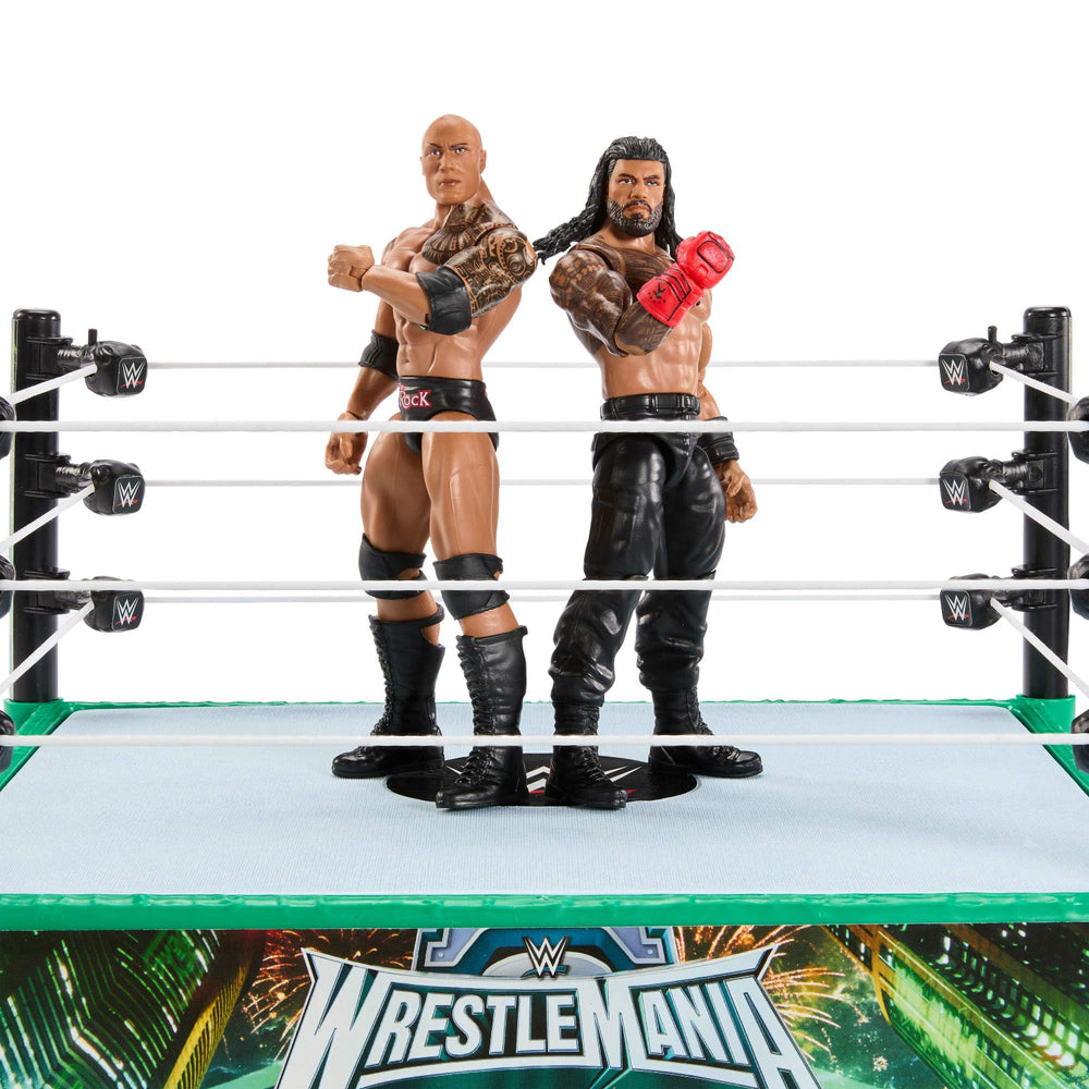 Mattel WWE Bloodline The Rock figure with articulated signature moves.