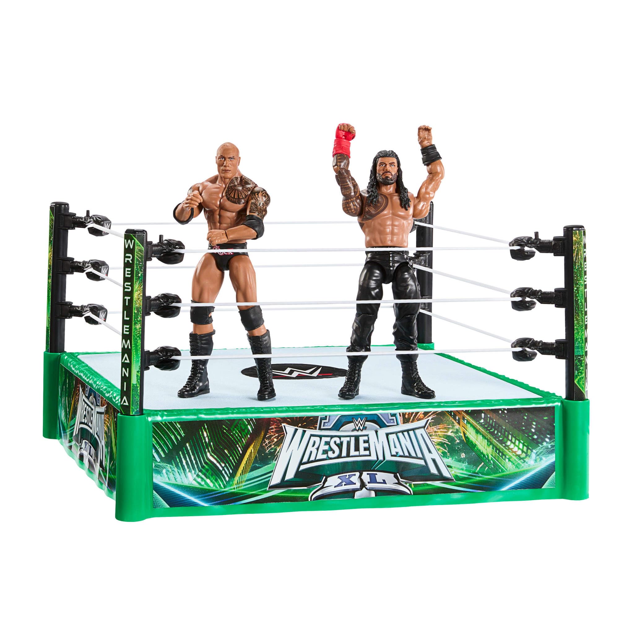 Mattel WWE Bloodline Roman Reigns figure ready for dynamic takedowns.