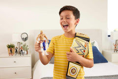 Mattel WWE Championship Belt close-up of leather-like texture and plate