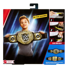 Mattel WWE Championship Belt displayed with a collection