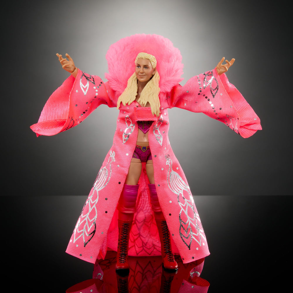 Mattel WWE Charlotte Flair entrance gear enhances pose-worthy entrance moments.