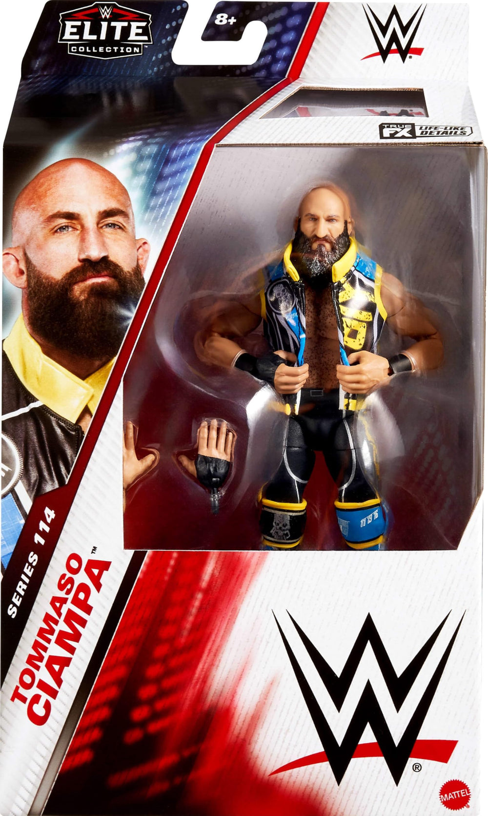 Mattel WWE Ciampa TrueFX detail captures lifelike facial features for realism