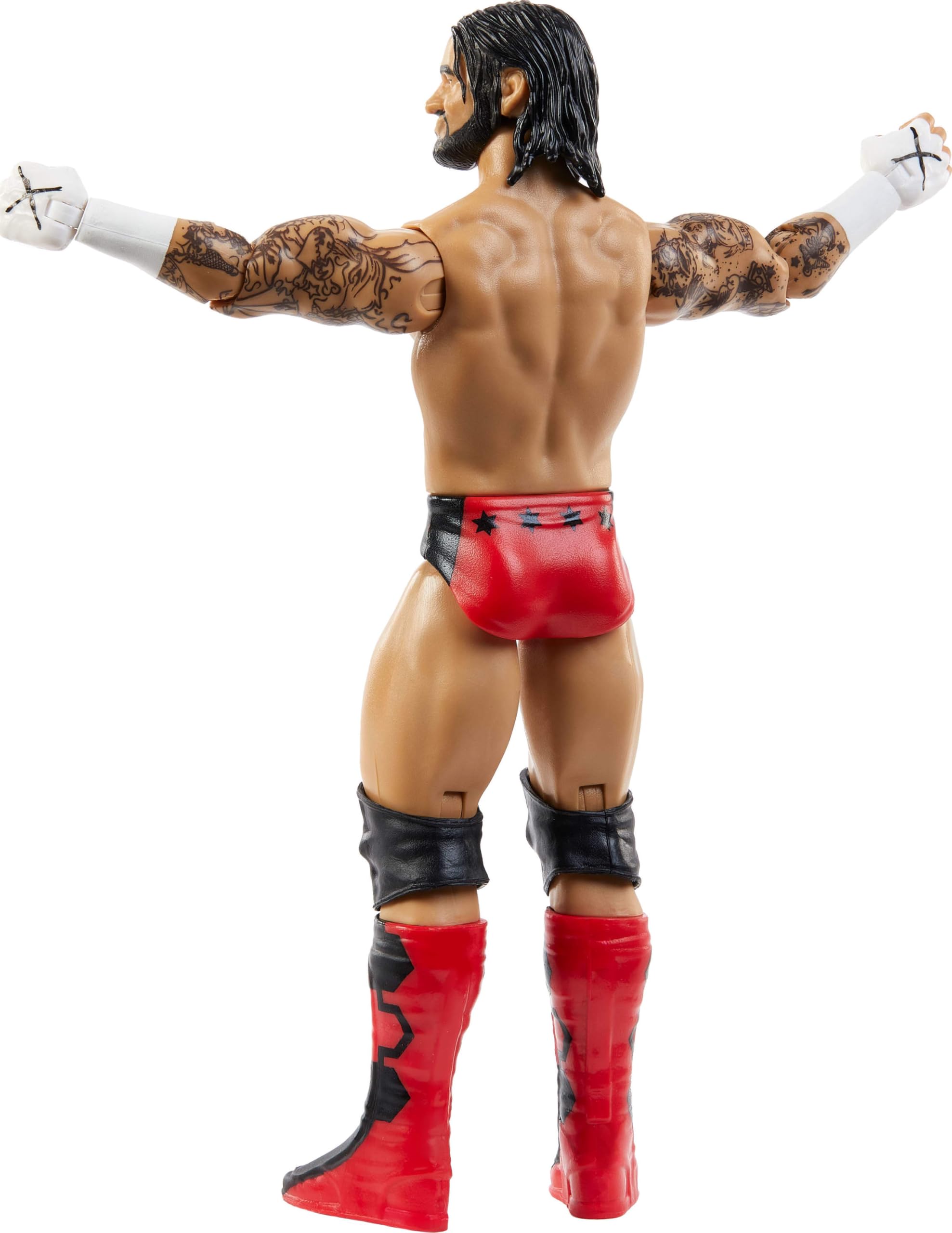 Mattel WWE Cm Punk ring gear detail enhances realism during recreations.