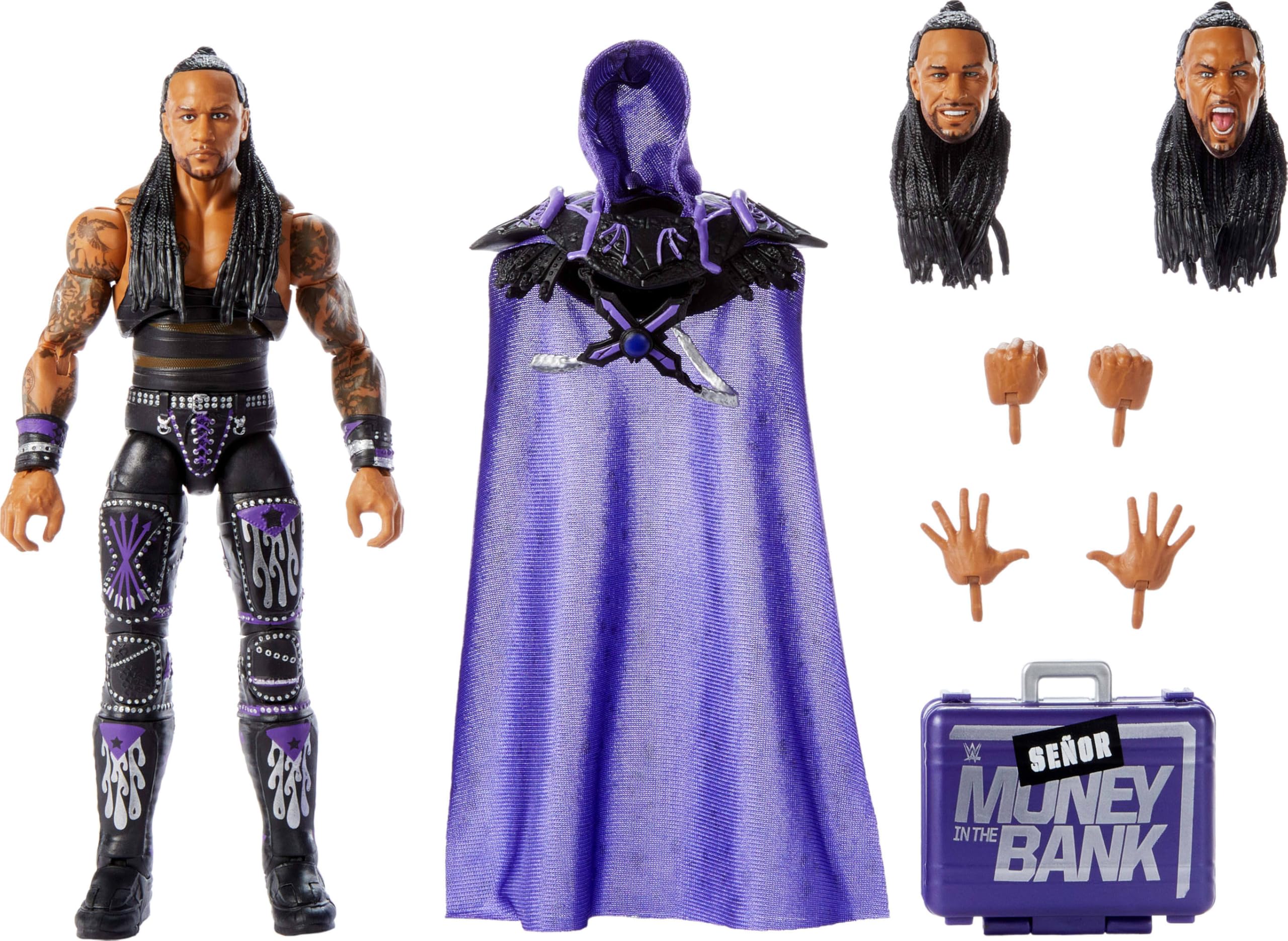 Mattel WWE Damian Priest Ultimate Edition figure front view with authentic ring gear for display
