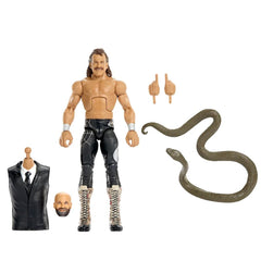 Mattel WWE Elite Jake Roberts figure with WrestleMania accessories for display and play.